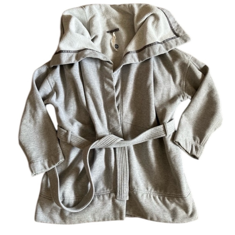 Lululemon Gray Hooded Belted Cardigan